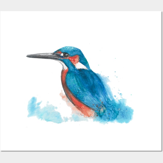 Kingfisher in Watercolour Wall Art by ElleJayArts